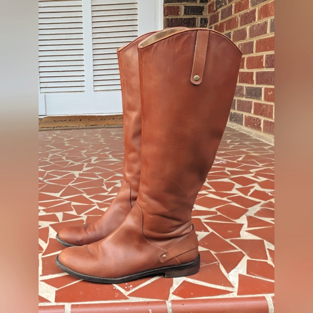Halogen Tall Leather Brown Riding Boots 7.5M